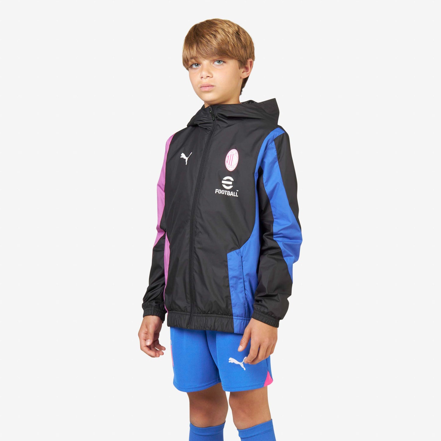 MILAN PREMATCH 2023/24 KIDS’ JACKET WITH ZIPPER AND HOOD