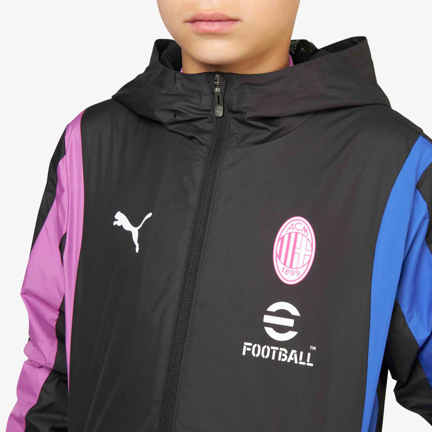 MILAN PREMATCH 2023/24 KIDS’ JACKET WITH ZIPPER AND HOOD