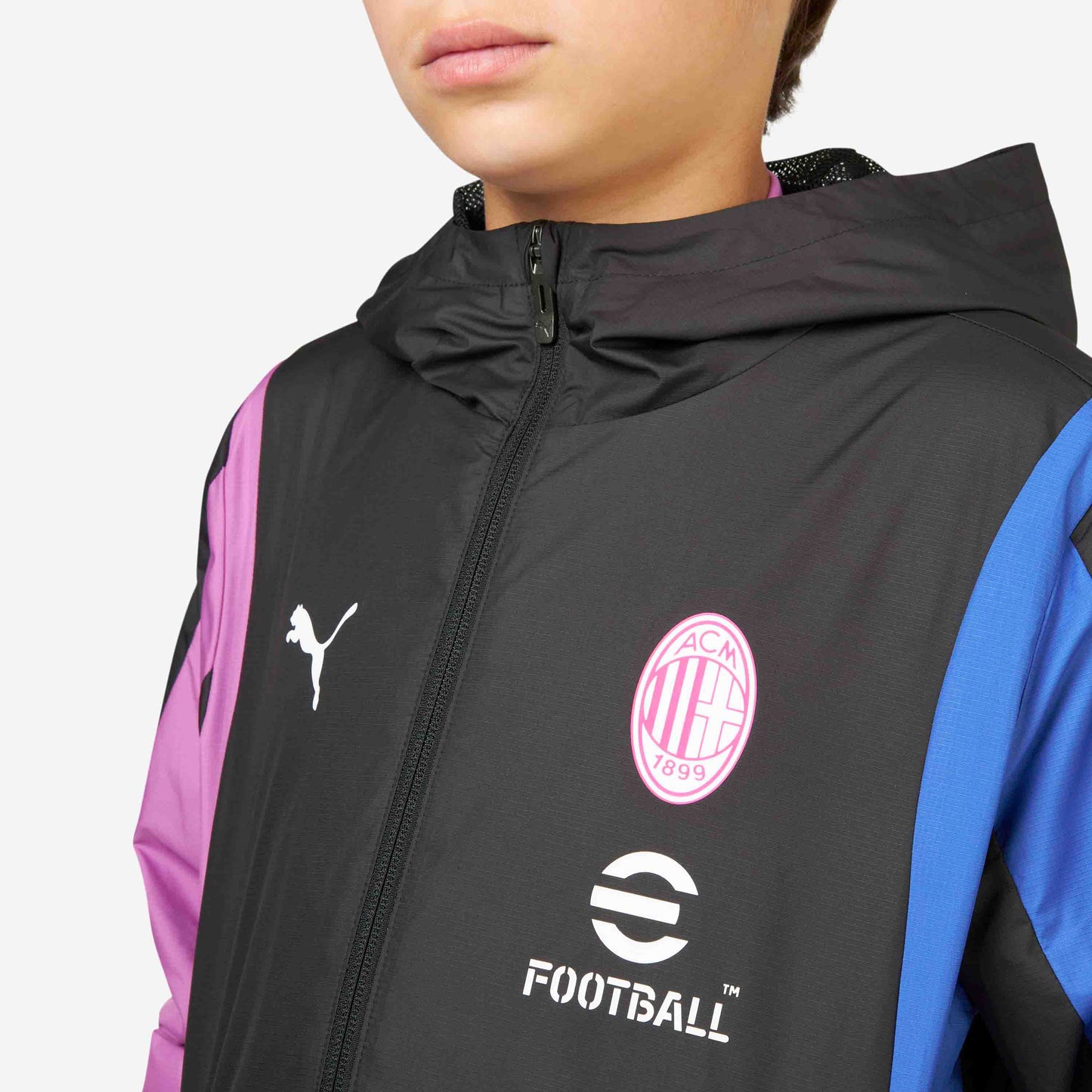 MILAN PREMATCH 2023/24 KIDS’ JACKET WITH ZIPPER AND HOOD