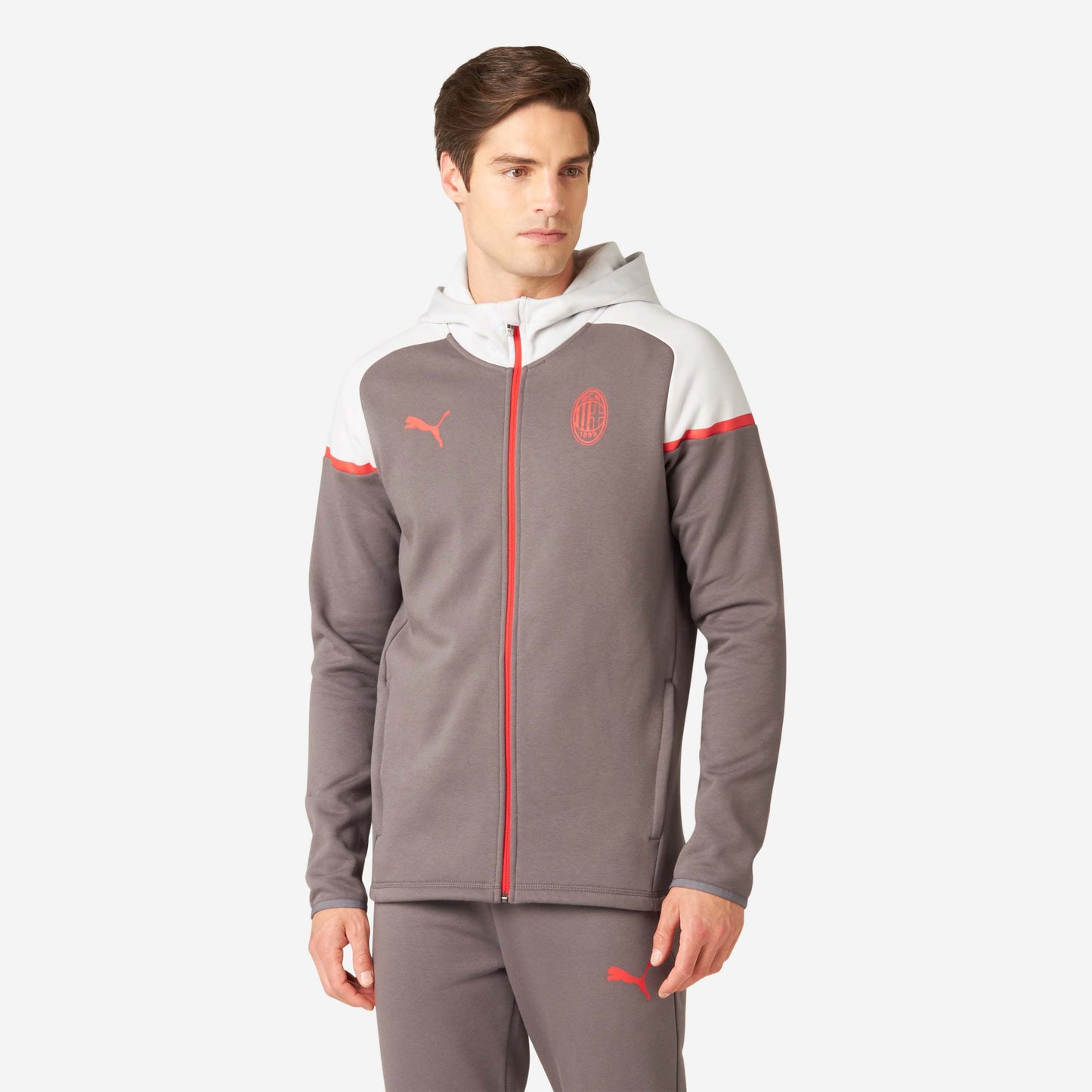 FELPA MILAN CASUALS 2023/24 CON ZIP E CAPPUCCIO