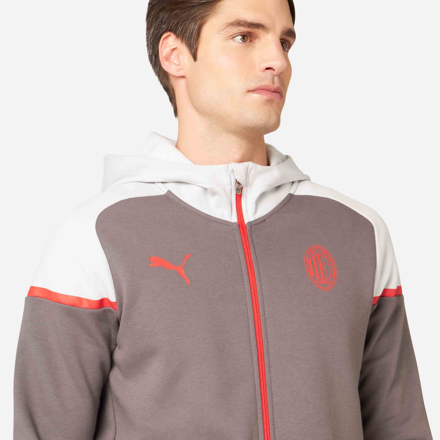 FELPA MILAN CASUALS 2023/24 CON ZIP E CAPPUCCIO