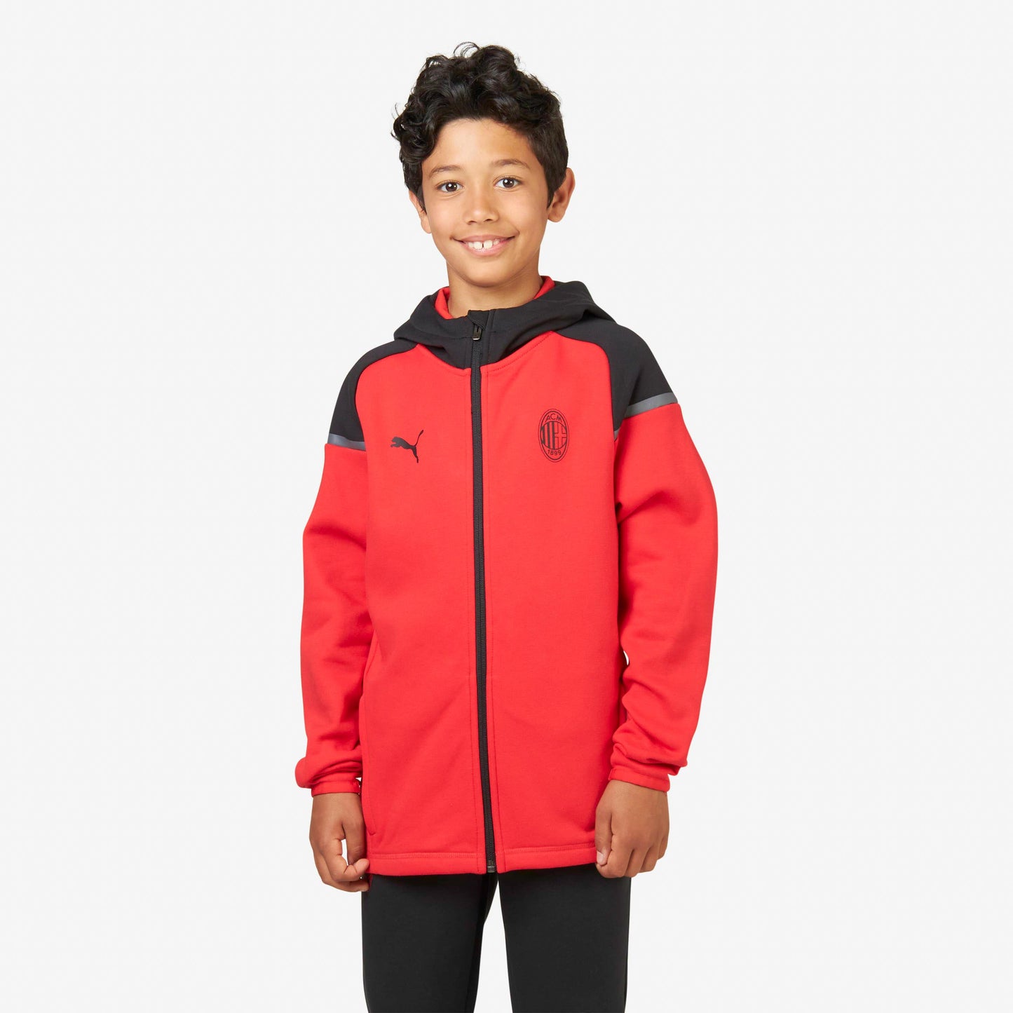 FELPA MILAN CASUALS DA BAMBINO CON ZIP E CAPPUCCIO 2023/24