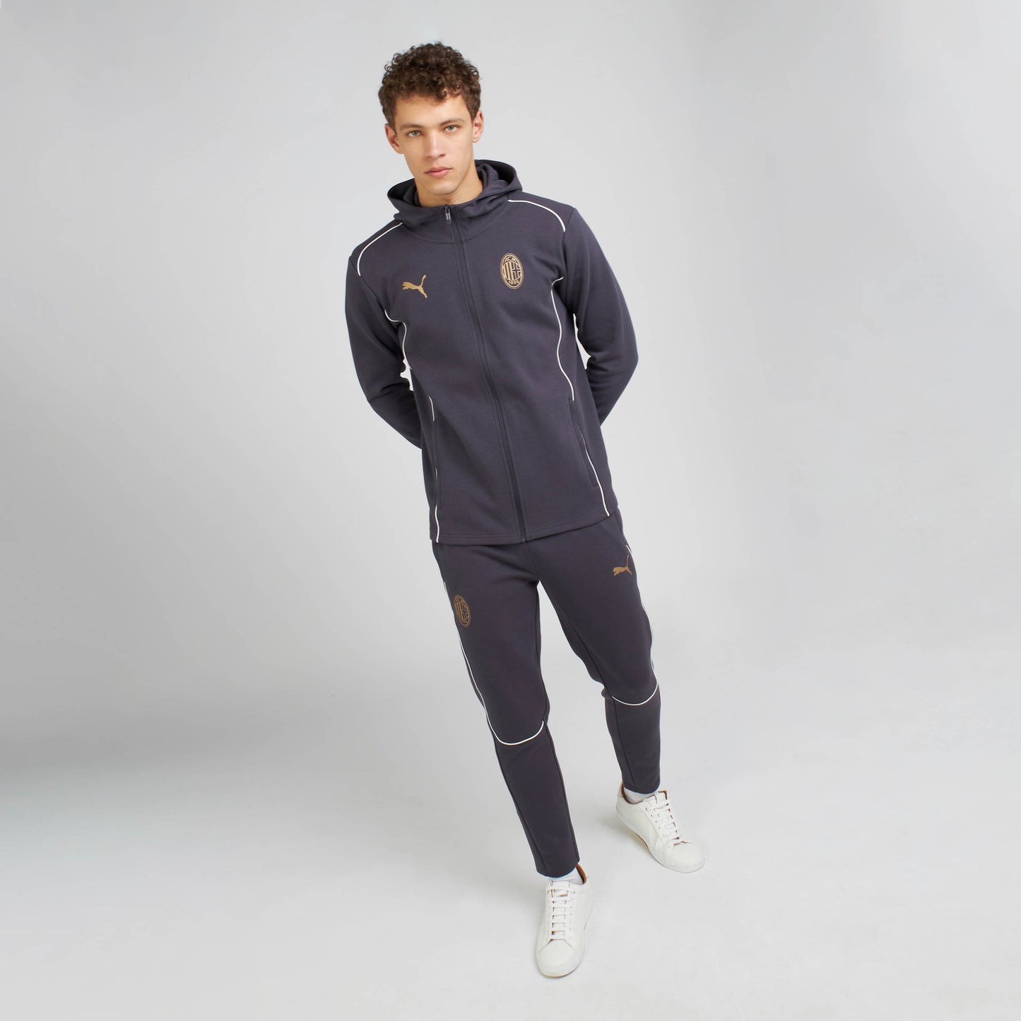 FELPA MILAN CASUALS 2024/25 CON ZIP E CAPPUCCIO