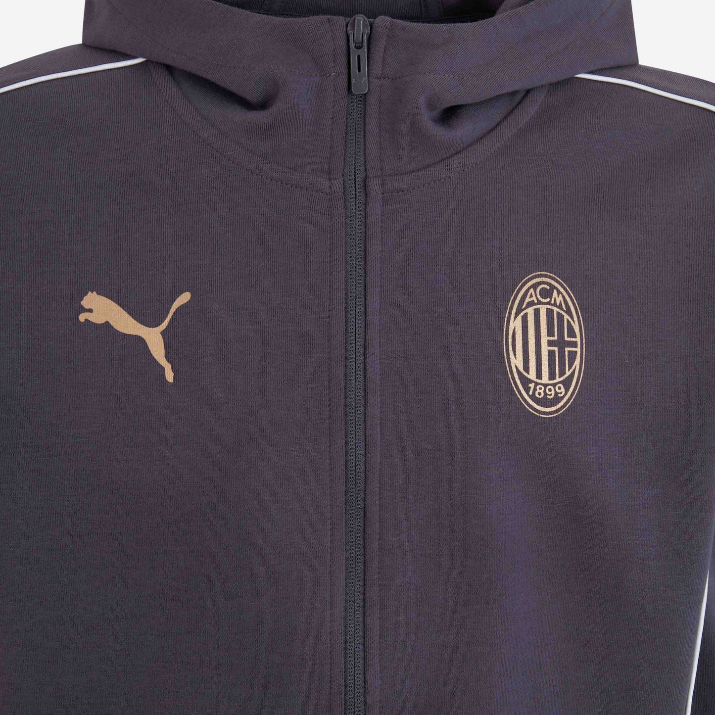 FELPA MILAN CASUALS 2024/25 CON ZIP E CAPPUCCIO
