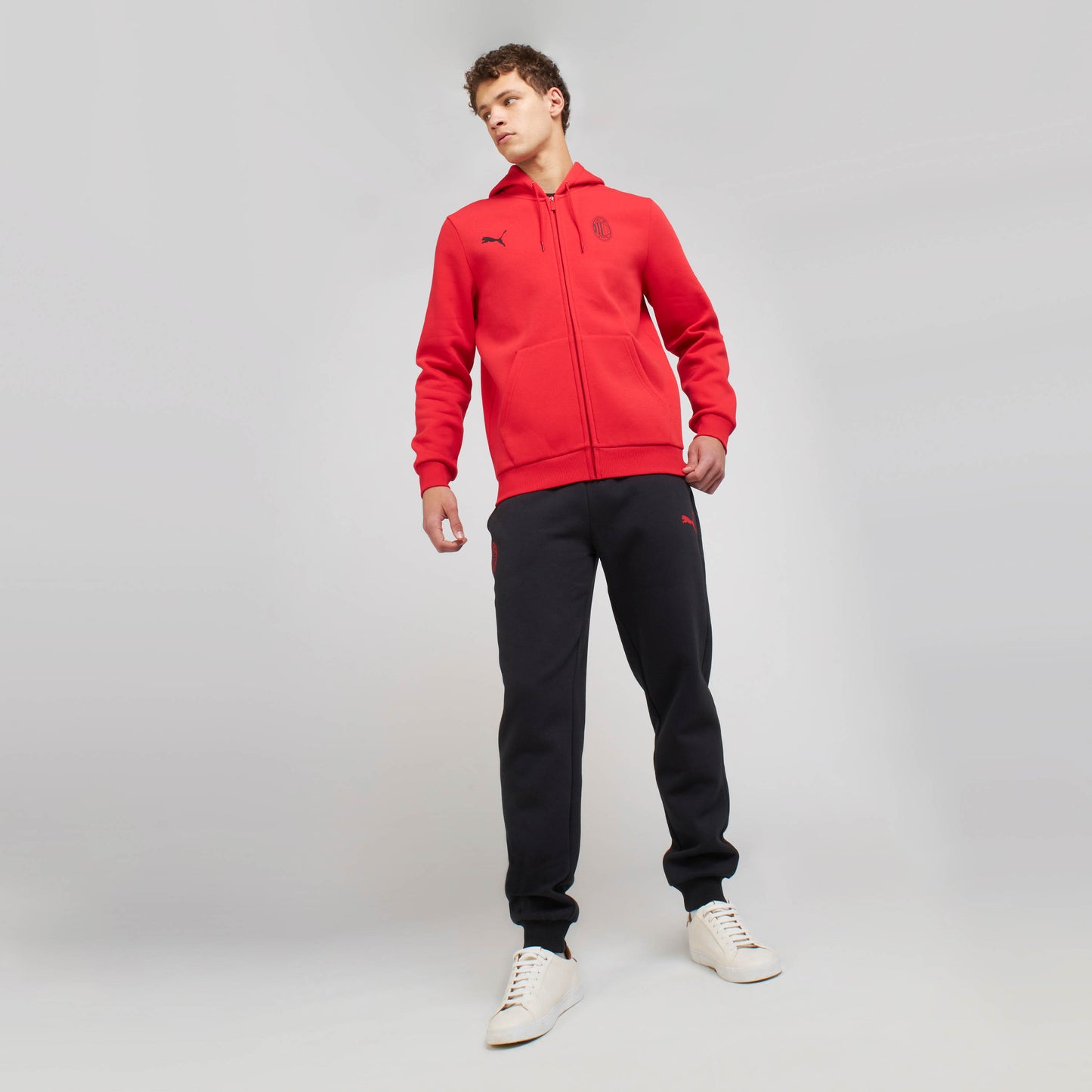 AC MILAN ESSENTIAL COLLECTION RED ZIPPED HOODIE