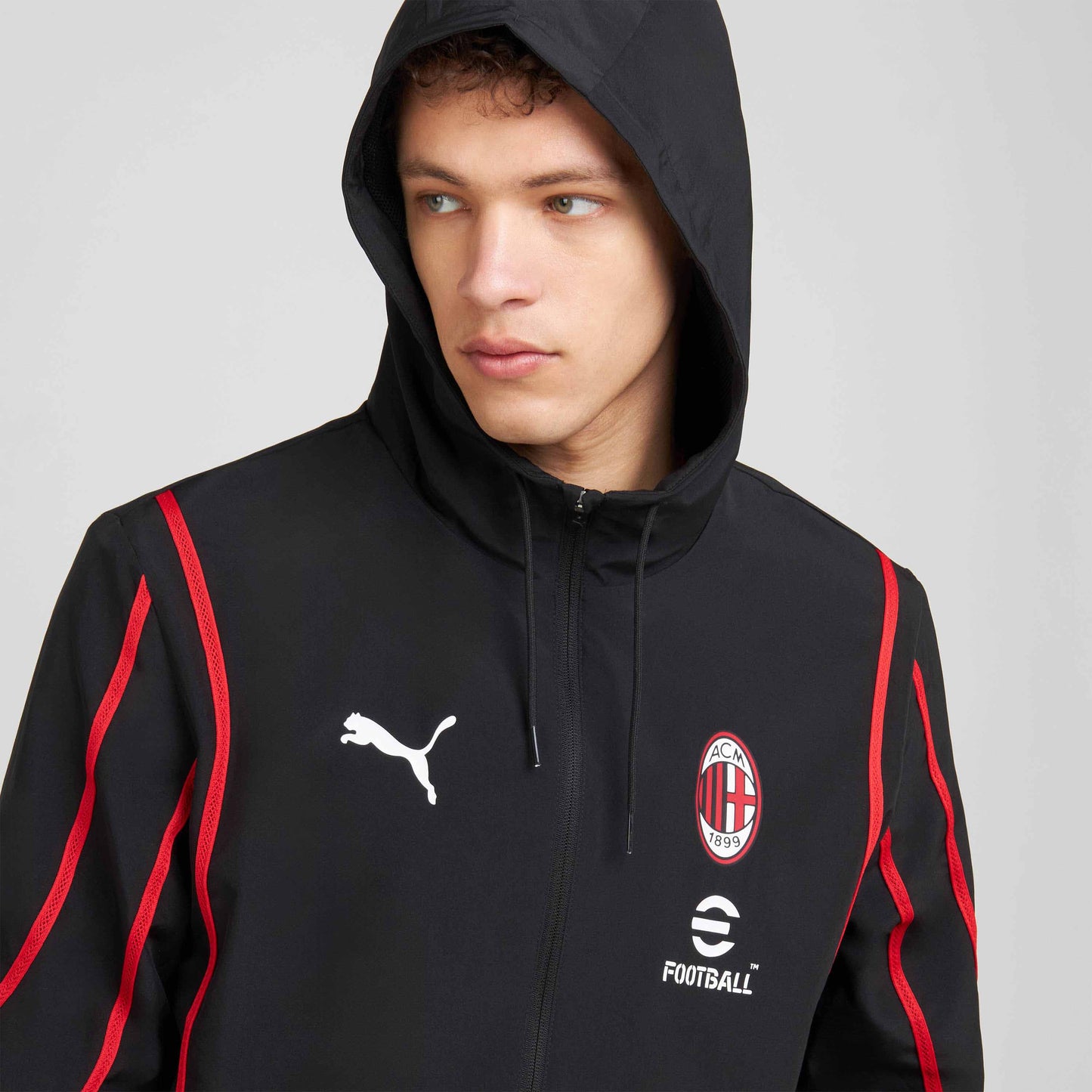 MILAN PREMATCH 2024/25 JACKET WITH ZIPPER AND HOOD