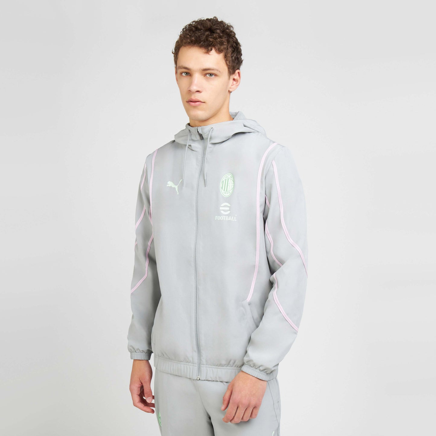 MILAN PREMATCH 2024/25 JACKET WITH ZIPPER AND HOOD