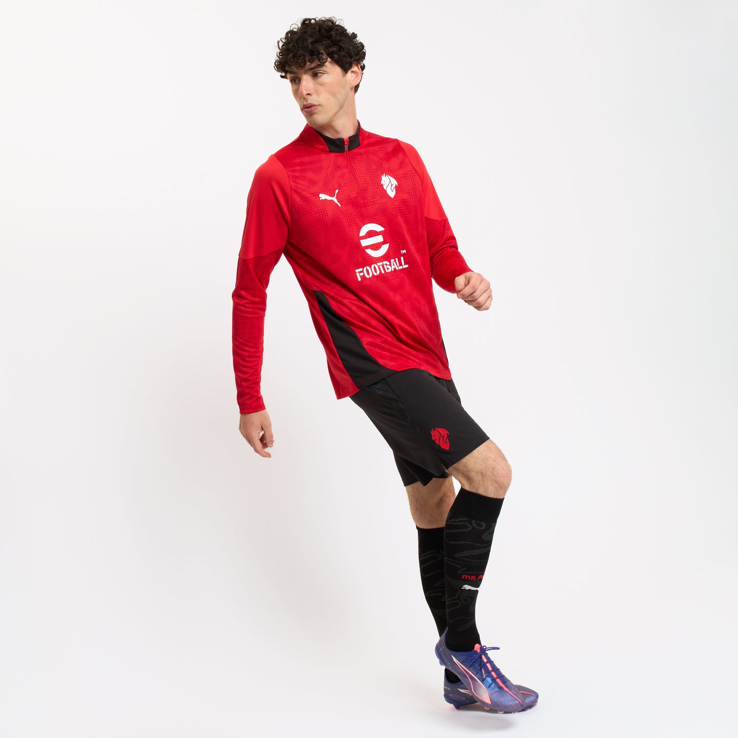 MILAN 1/4 ZIP LONG-SLEEVE TRAINING 2025/26 RED JERSEY