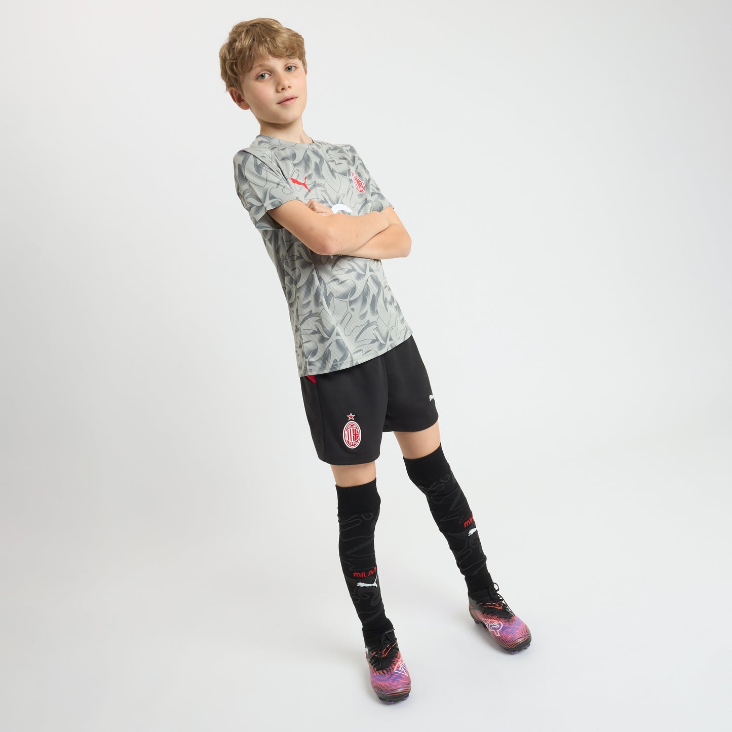 MILAN PREMATCH 2025/26 KIDS' GREY T-SHIRT