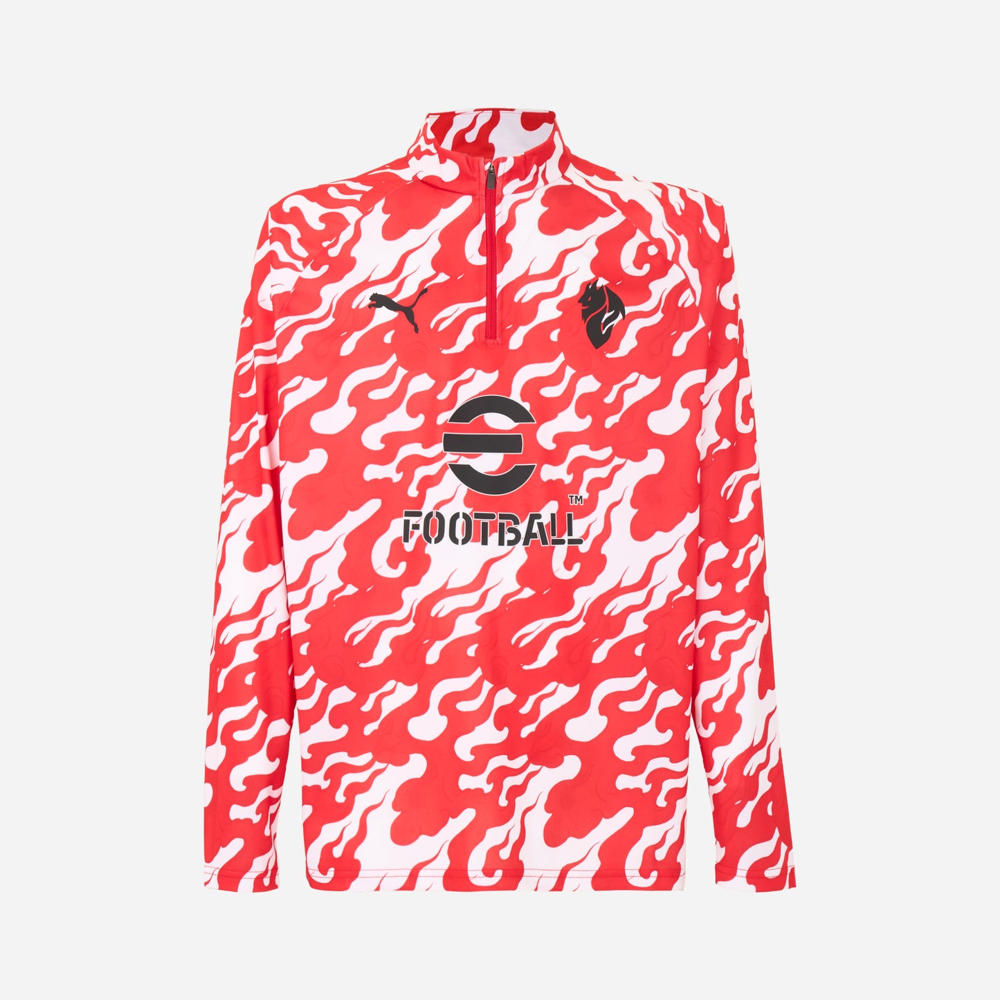 MILAN PREMATCH 2025/26 RED AND WHITE 1/4 ZIP TOP