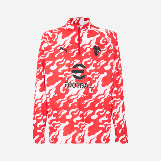 MILAN PREMATCH 2025/26 RED AND WHITE 1/4 ZIP TOP