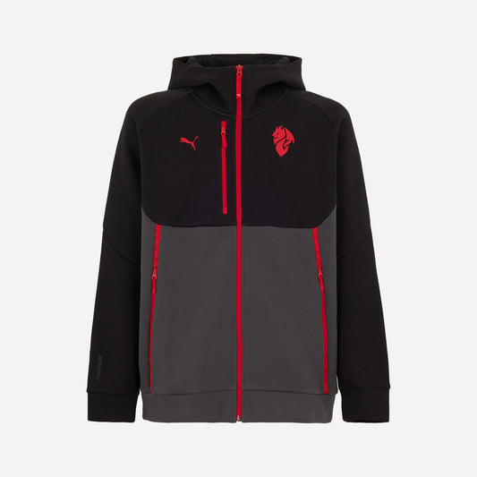 FELPA NERA MILAN PUMATECH 2025/26 CON ZIP E CAPPUCCIO