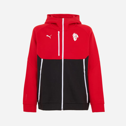 FELPA ROSSA MILAN PUMATECH 2025/26 CON ZIP E CAPPUCCIO