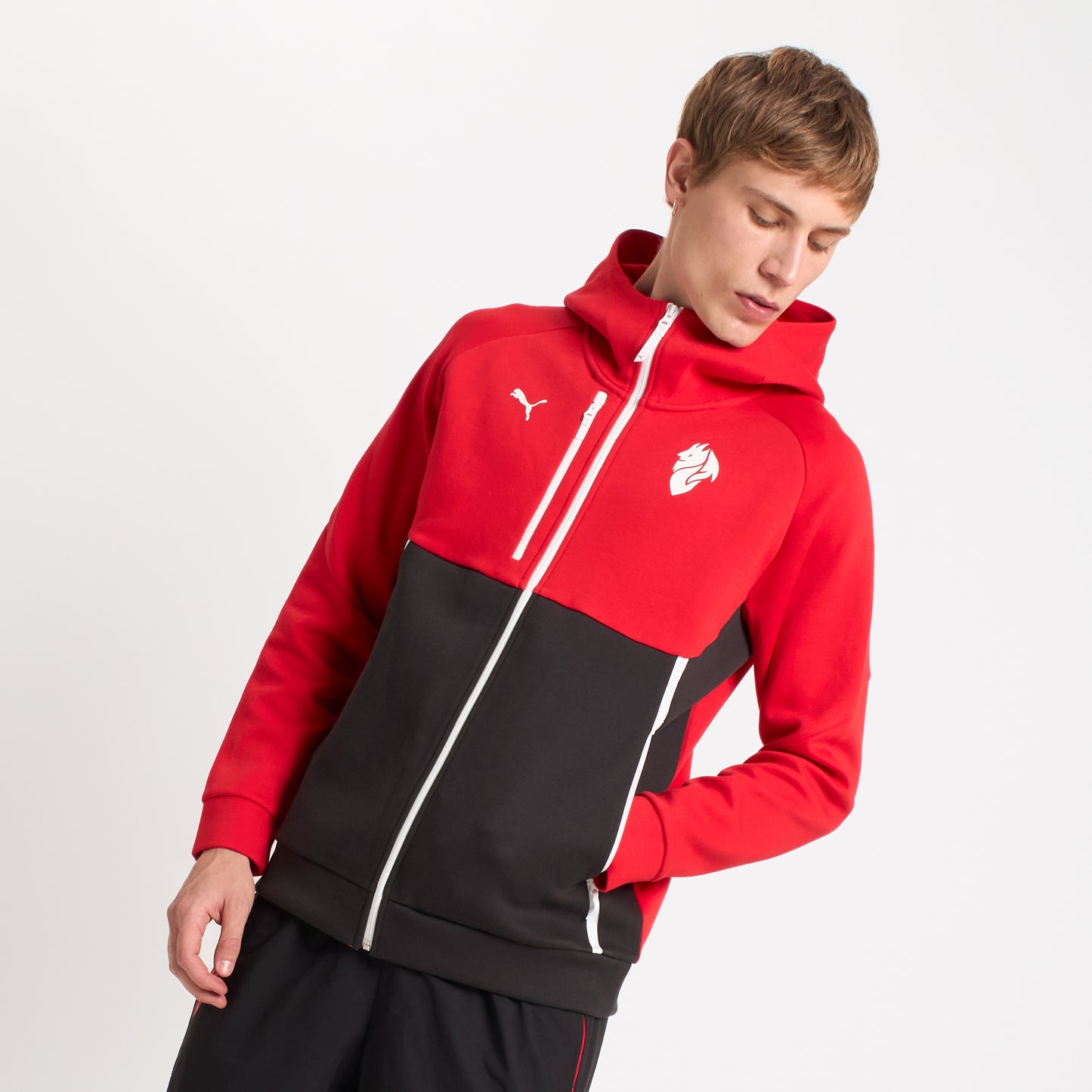 MILAN PUMATECH 2025/26 RED JACKET WITH ZIPPER AND HOOD