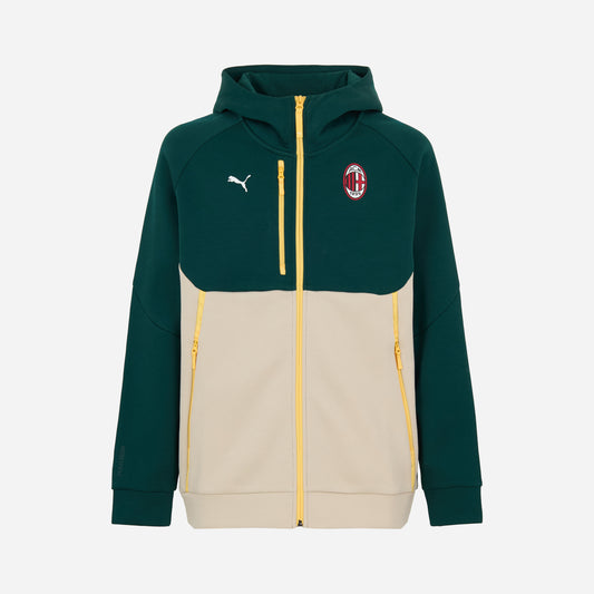 MILAN PUMATECH 2025/26 GREEN JACKET WITH ZIPPER AND HOOD
