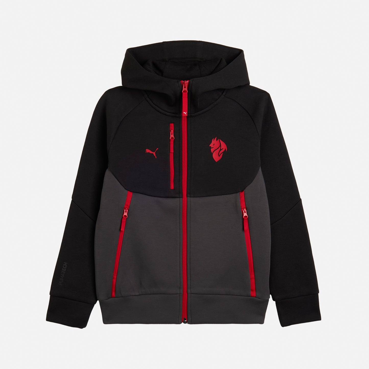 MILAN PUMATECH 2025/26 KIDS' BLACK JACKET WITH ZIPPER AND HOOD