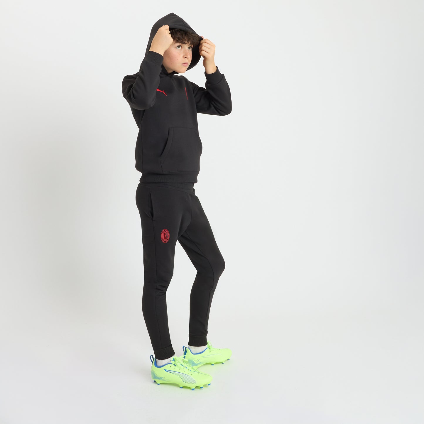 FELPA NERA CON CAPPUCCIO MILAN ESSENTIAL BAMBINO