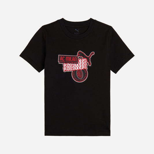 T-SHIRT NERA CON GRAFICA ROSSONERI BAMBINO MILAN CULTURE