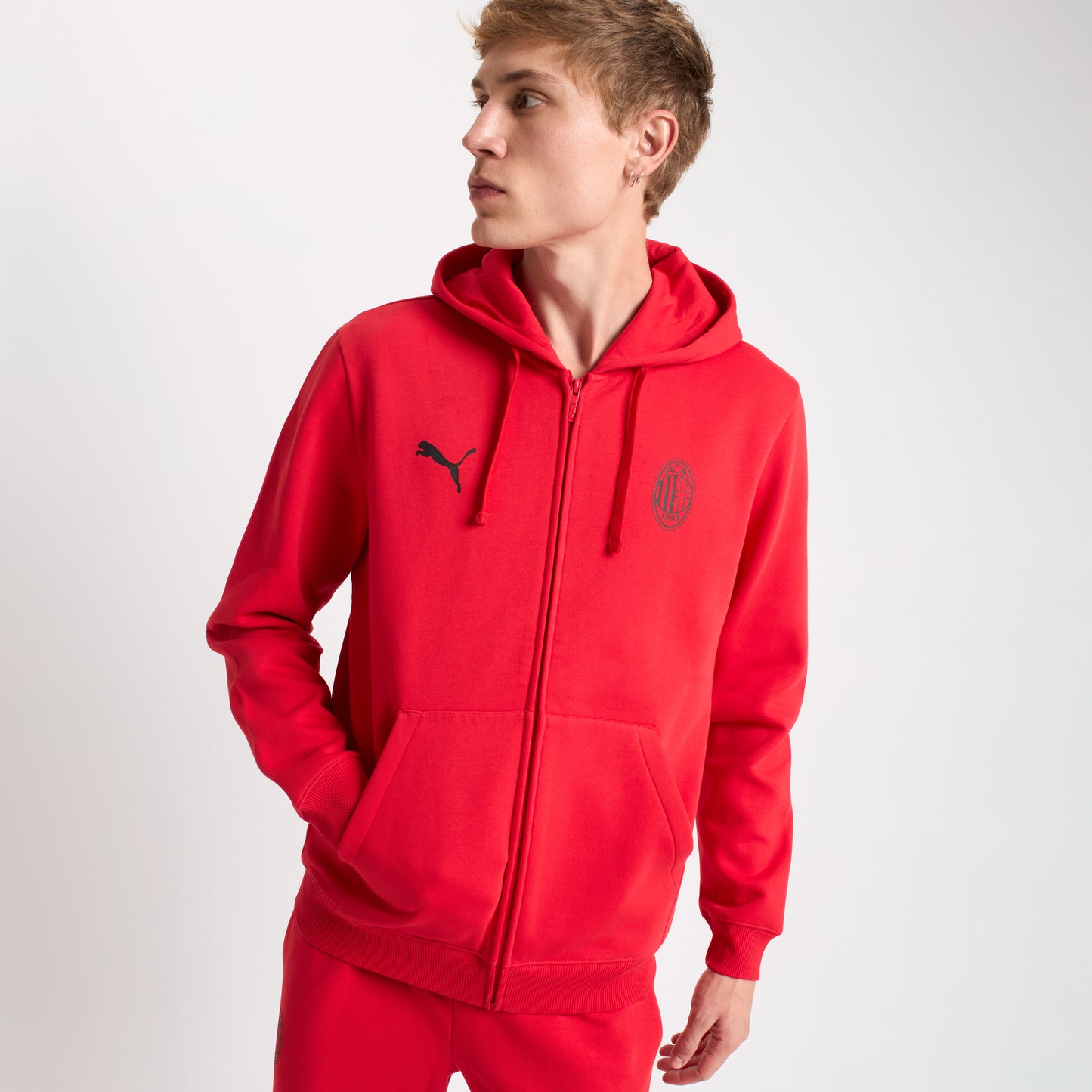 FELPA CON ZIP ROSSA MILAN ESSENTIAL