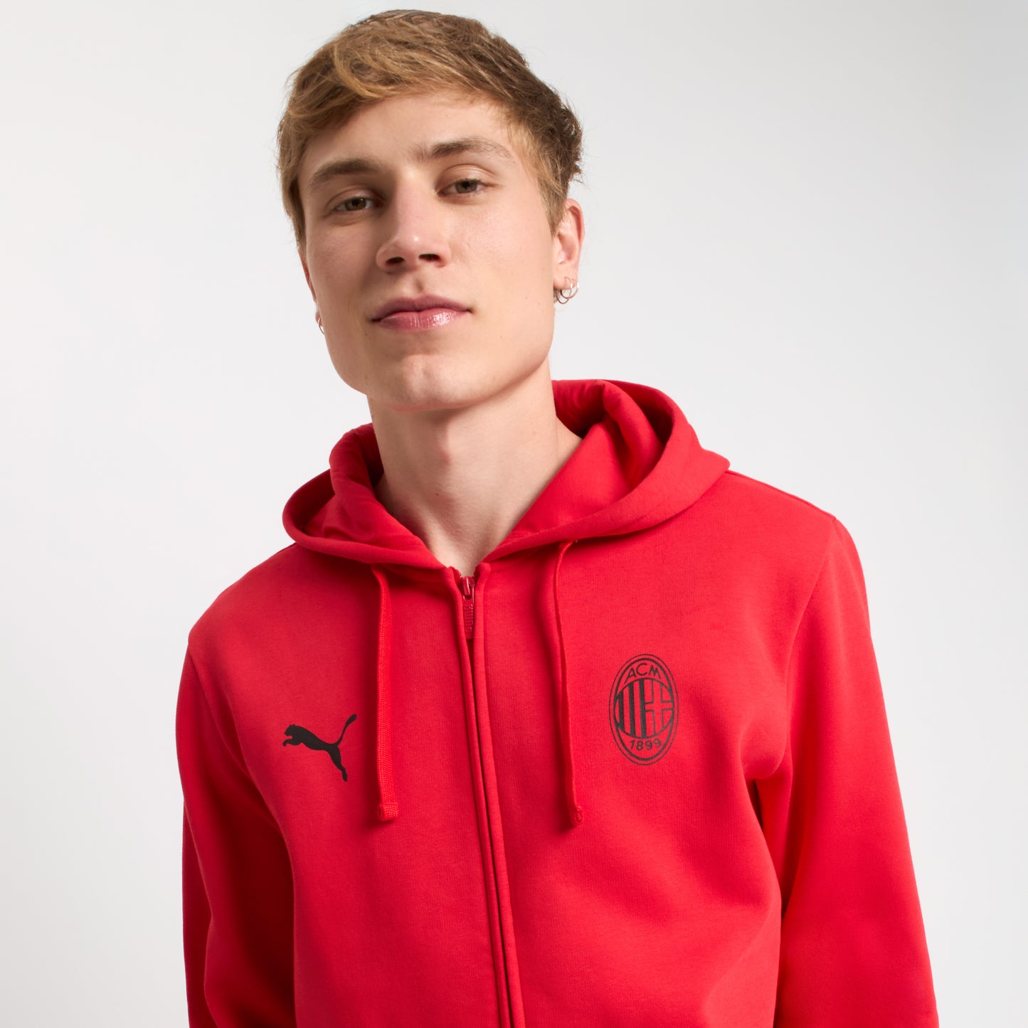 FELPA CON ZIP ROSSA MILAN ESSENTIAL