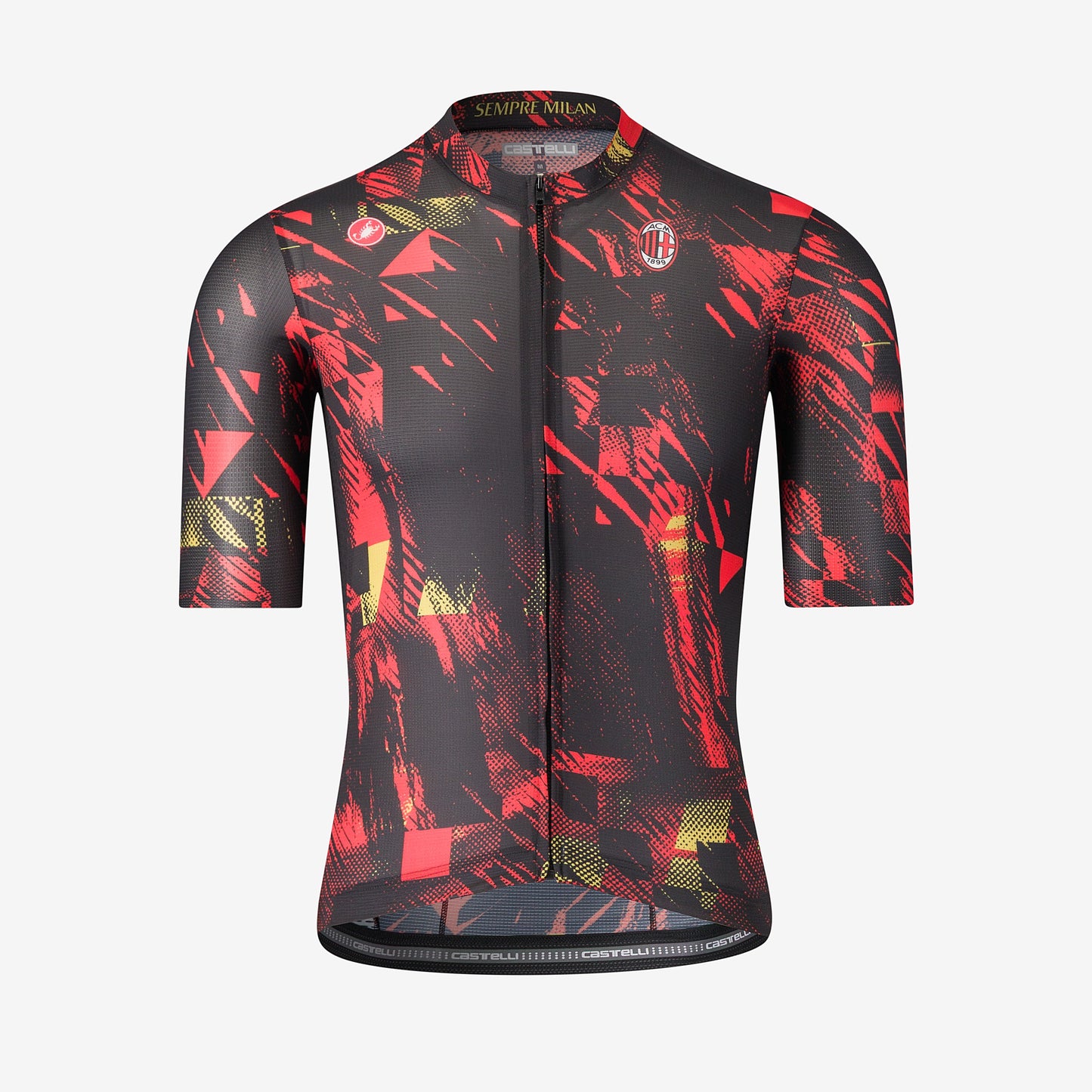 CASTELLI X AC MILAN BLACK CYCLING JERSEY WITH RED DETAILS