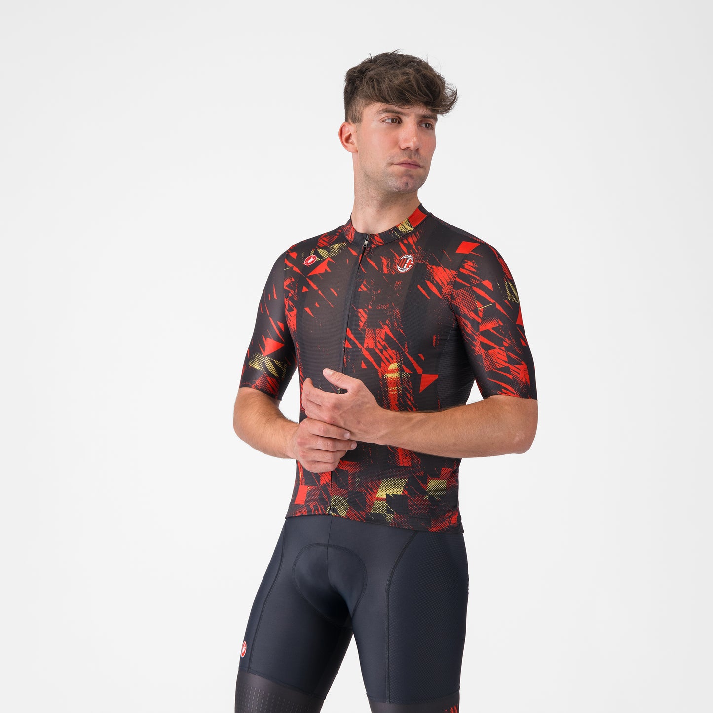 CASTELLI X AC MILAN BLACK CYCLING JERSEY WITH RED DETAILS