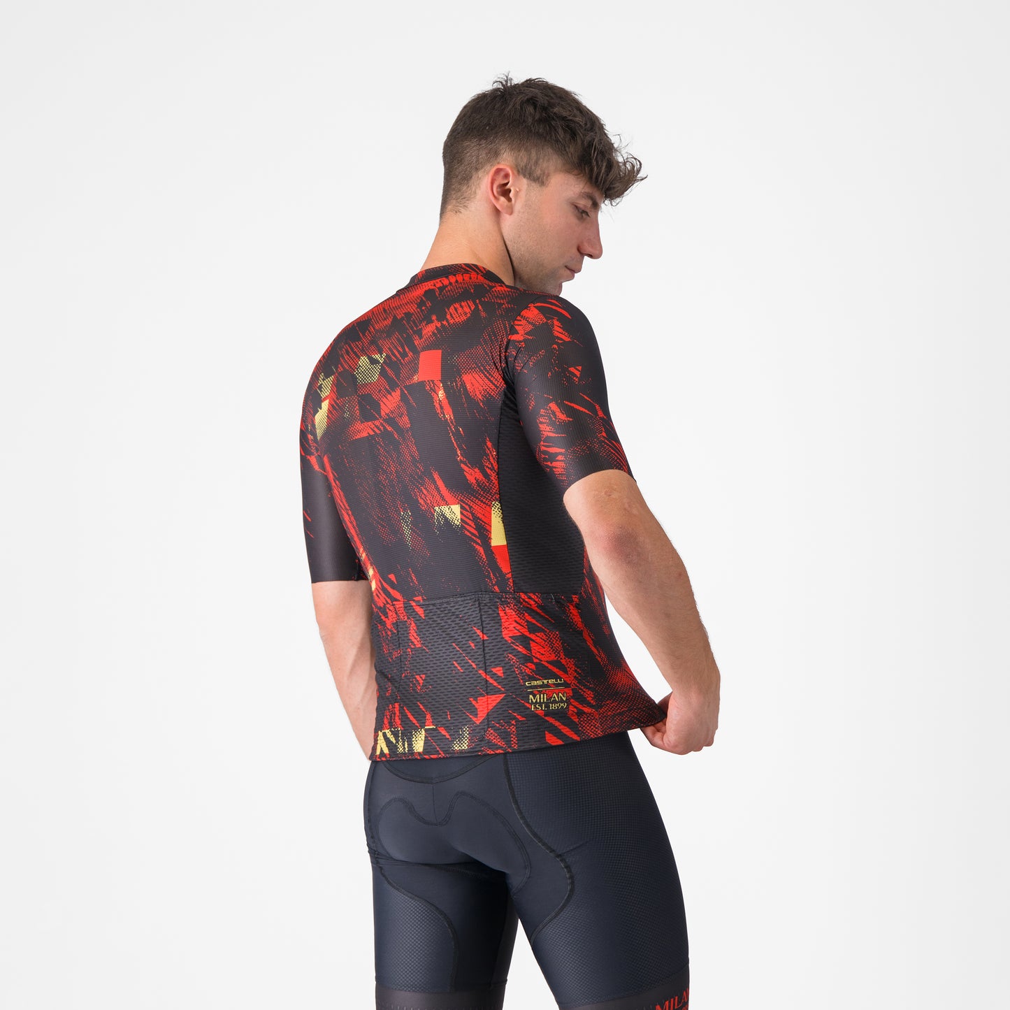 CASTELLI X AC MILAN BLACK CYCLING JERSEY WITH RED DETAILS