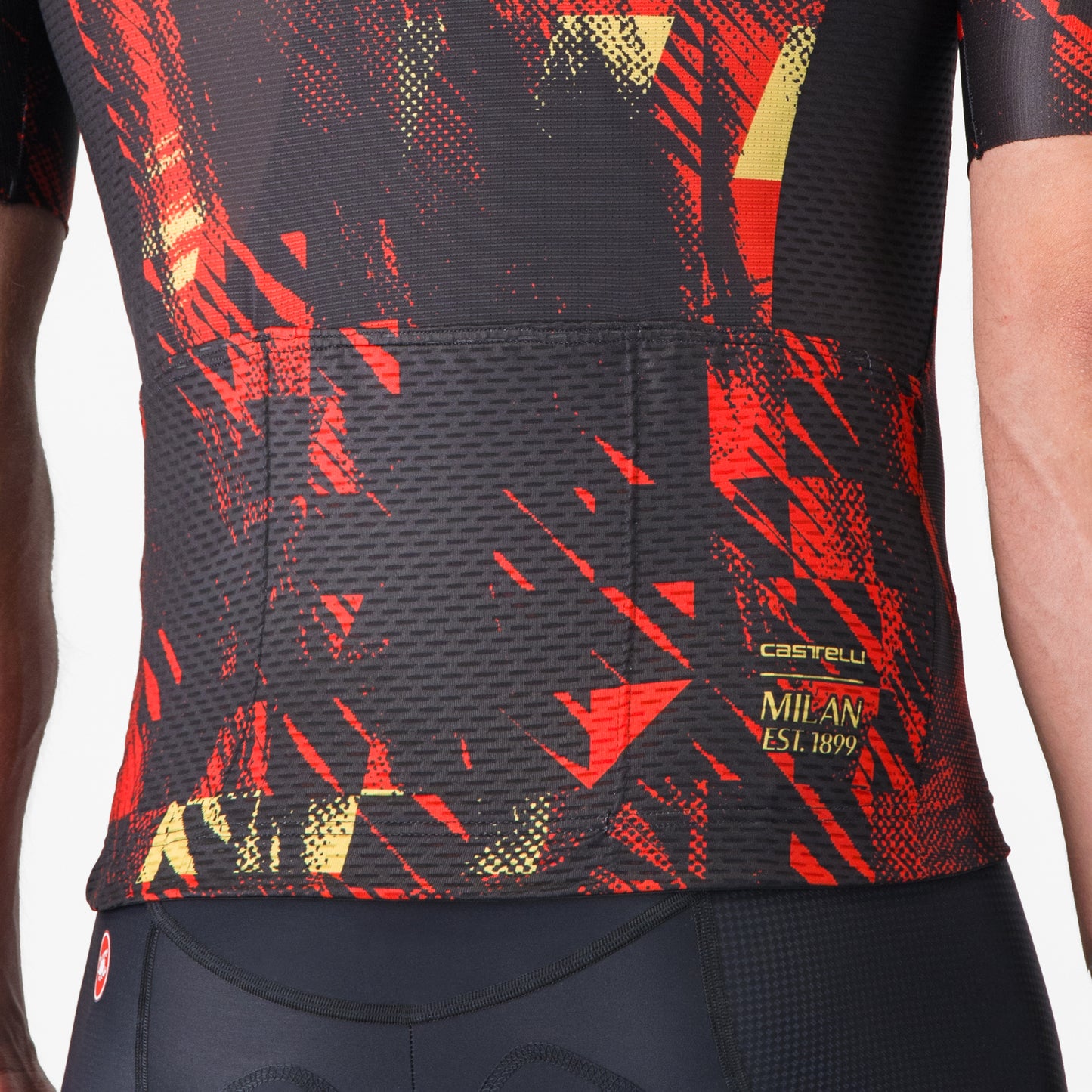 CASTELLI X AC MILAN BLACK CYCLING JERSEY WITH RED DETAILS