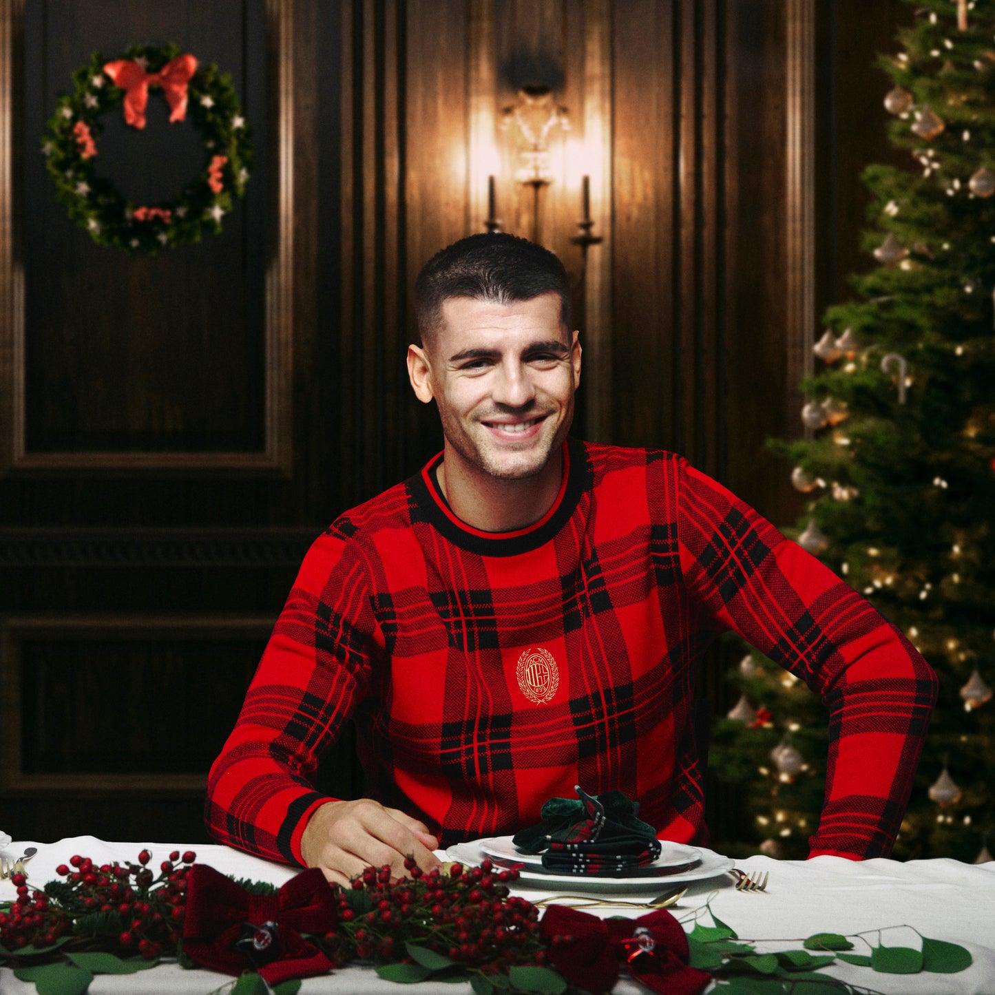 AC MILAN TARTAN CHRISTMAS JUMPER