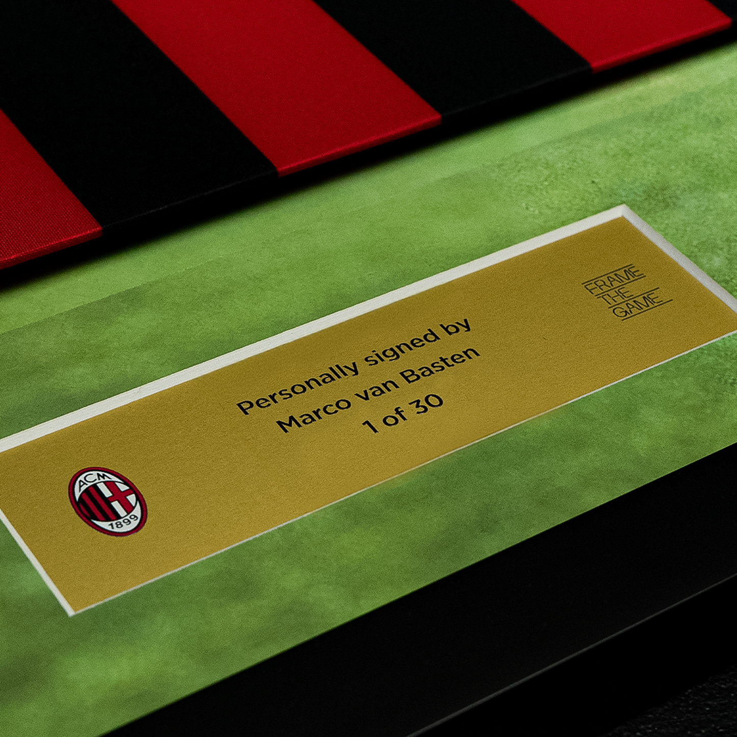 VAN BASTEN AC MILAN SIGNED AND FRAMED HOME JERSEY 1988/89