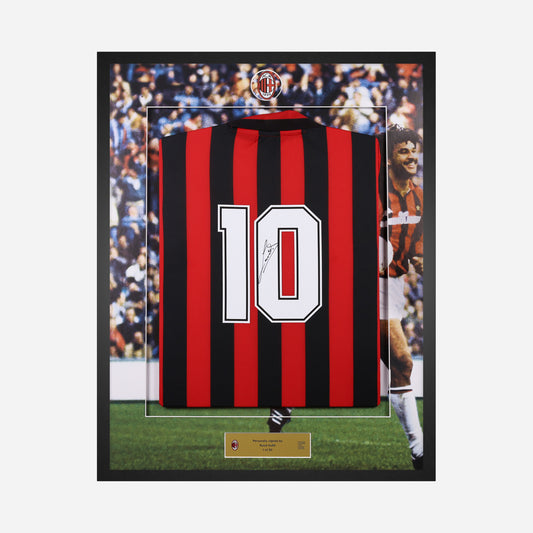 GULLIT AC MILAN SIGNED AND FRAMED HOME JERSEY 1988/89