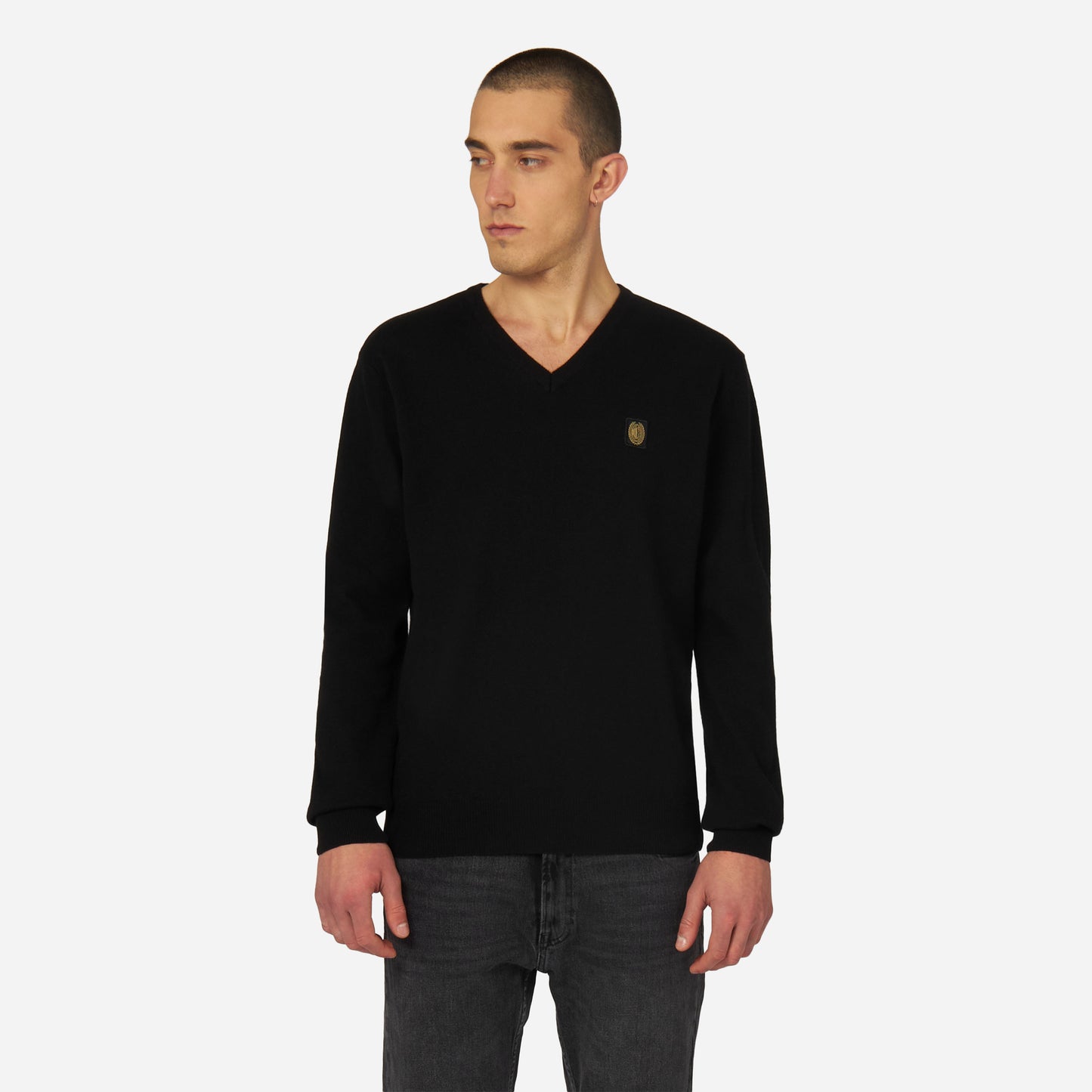 AC MILAN CASHMERE BLEND V NECK GOLD ESSENTIAL COLLECTION