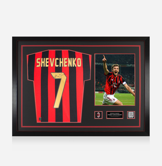Shevchenko AC Milan Back Signed and Framed Gold Home Shirt 