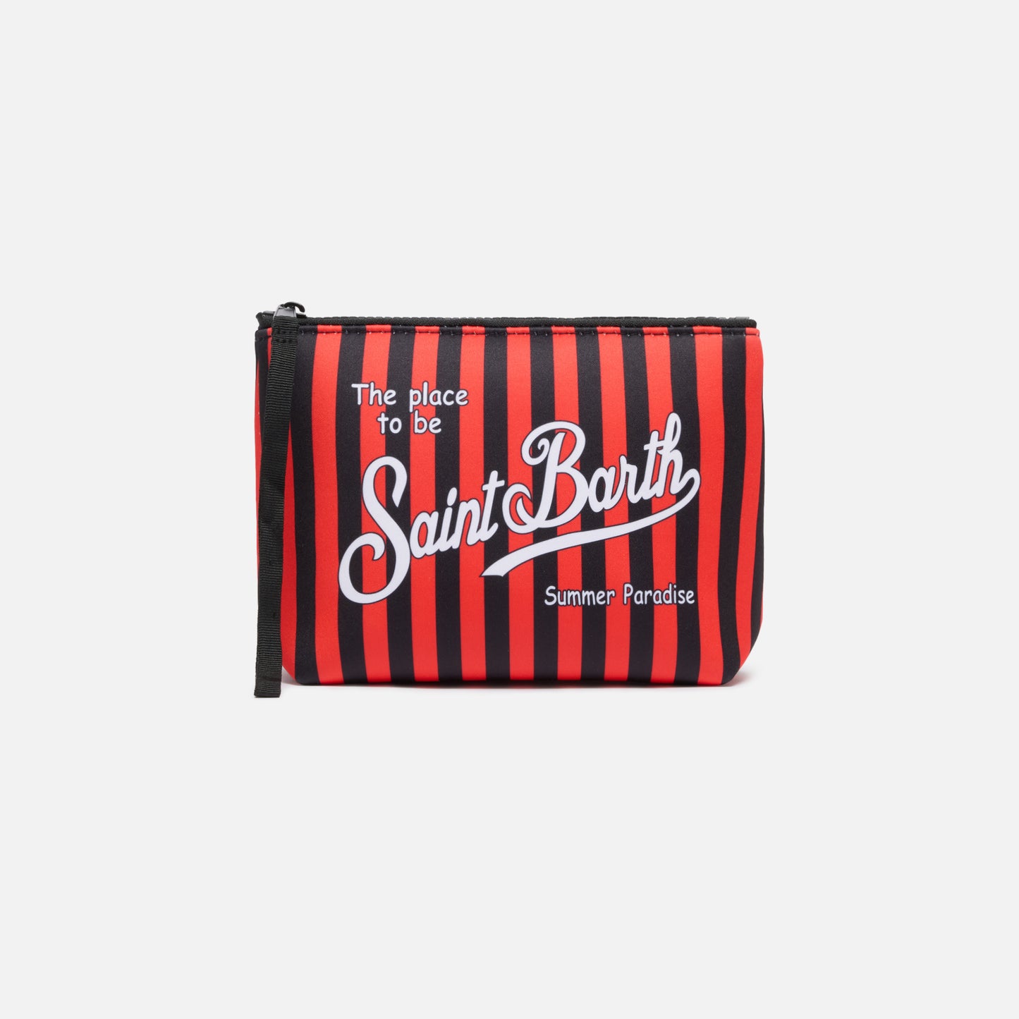 MC2 SAINT BARTH X AC MILAN BLACK AND RED STRIPED POUCH