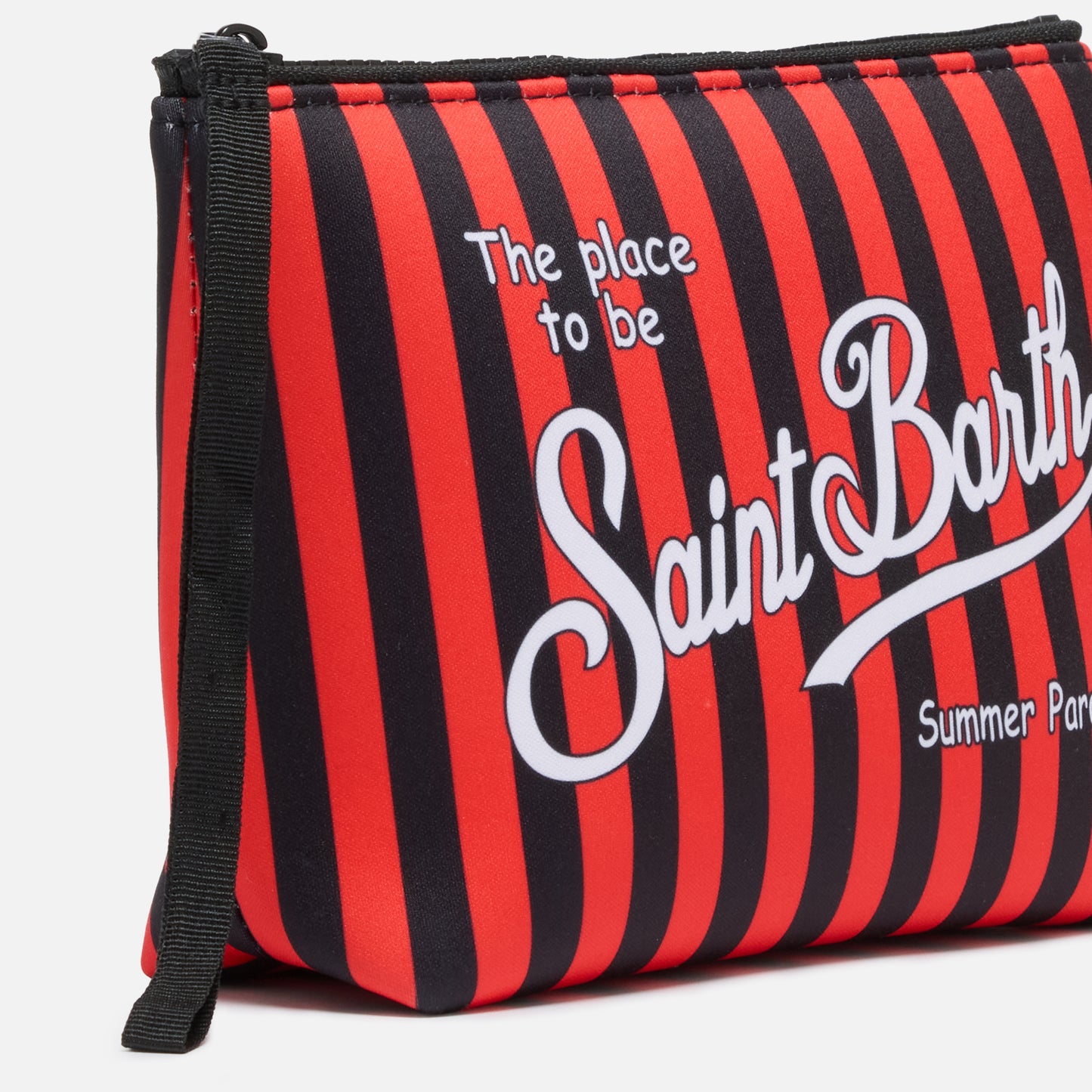 MC2 SAINT BARTH X AC MILAN BLACK AND RED STRIPED POUCH