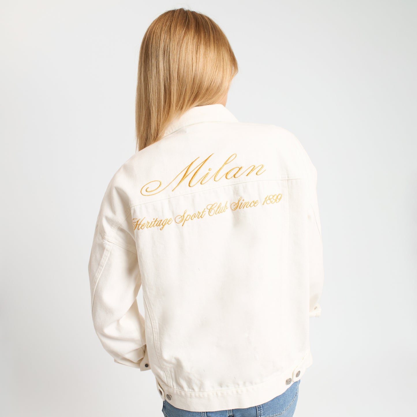 GIACCA DI JEANS MILAN BIANCA DONNA CON RICAMO