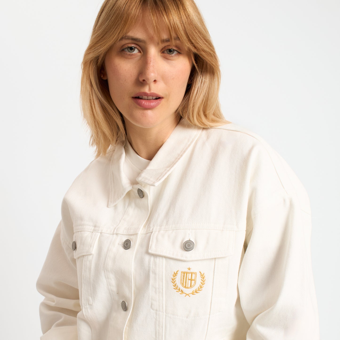 GIACCA DI JEANS MILAN BIANCA DONNA CON RICAMO