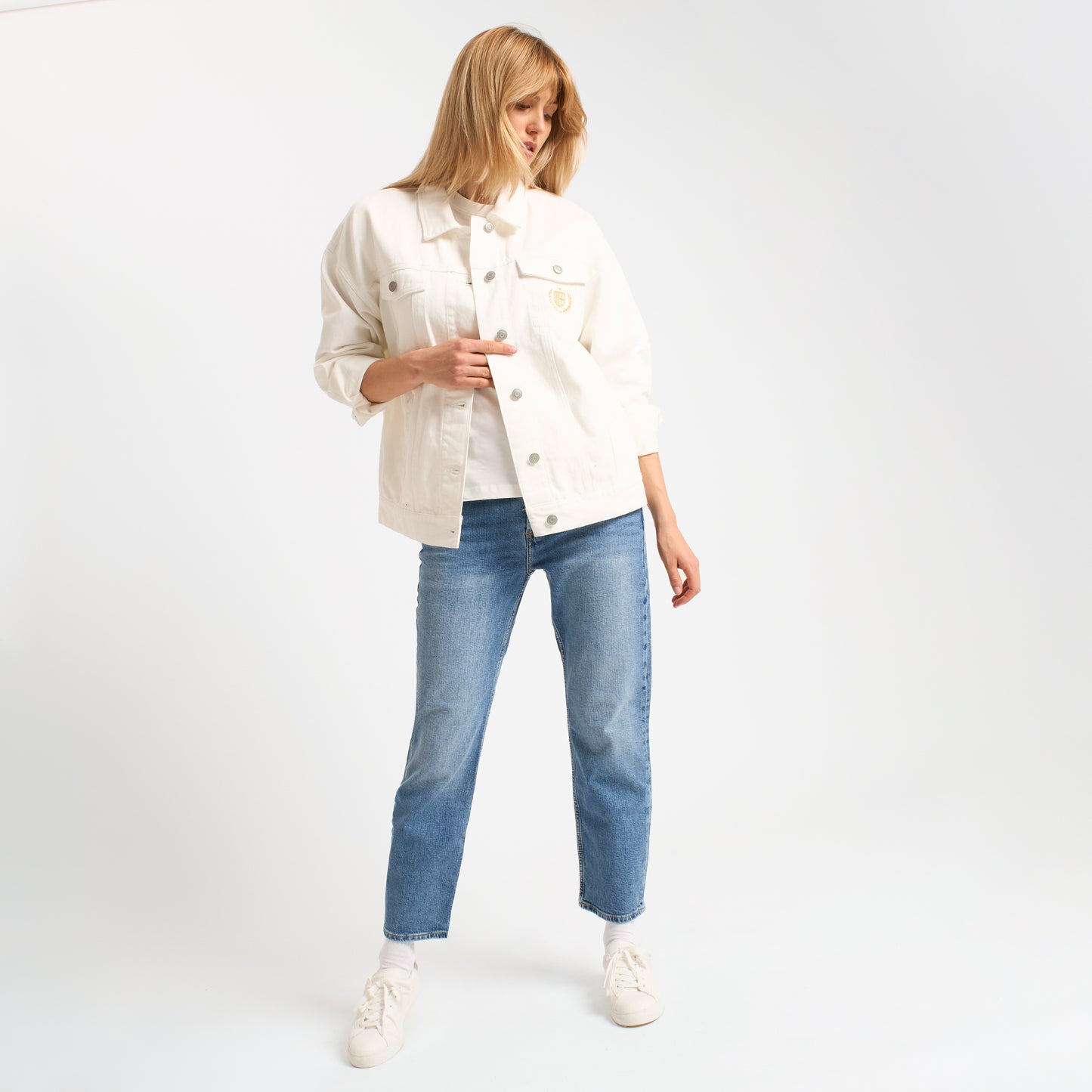 GIACCA DI JEANS MILAN BIANCA DONNA CON RICAMO