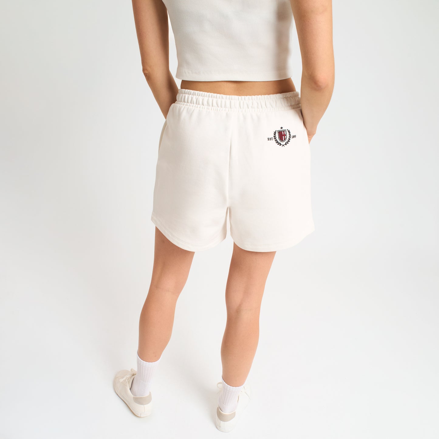 AC MILAN WOMEN'S WHITE SHORTS WITH EMBROIDERY