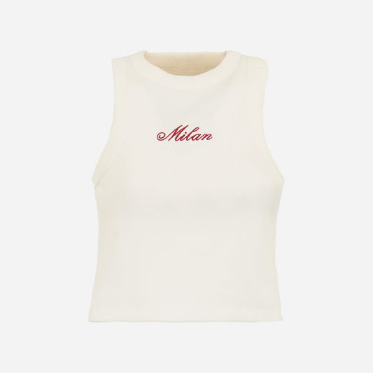 CROP TOP MILAN BIANCO DONNA CON RICAMO